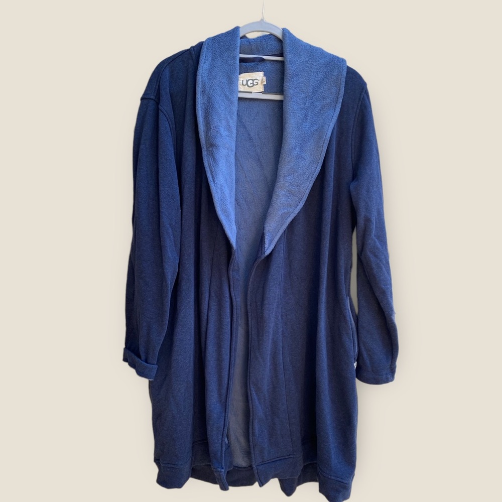 UGG sweatshirt pocket robe cardigan two tone navy size XL